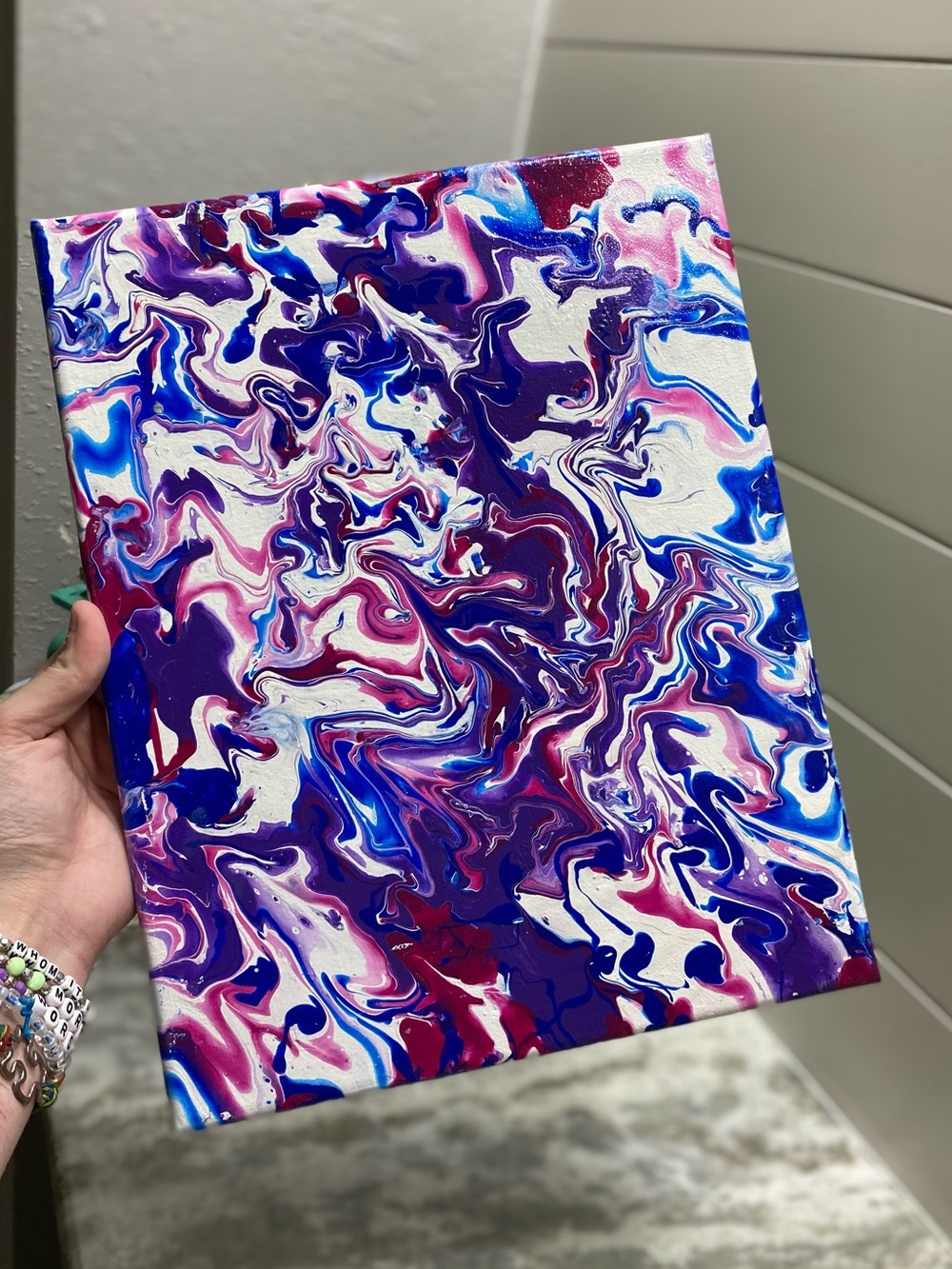 Abstract Canvas Art in Blue/Pink/Purple